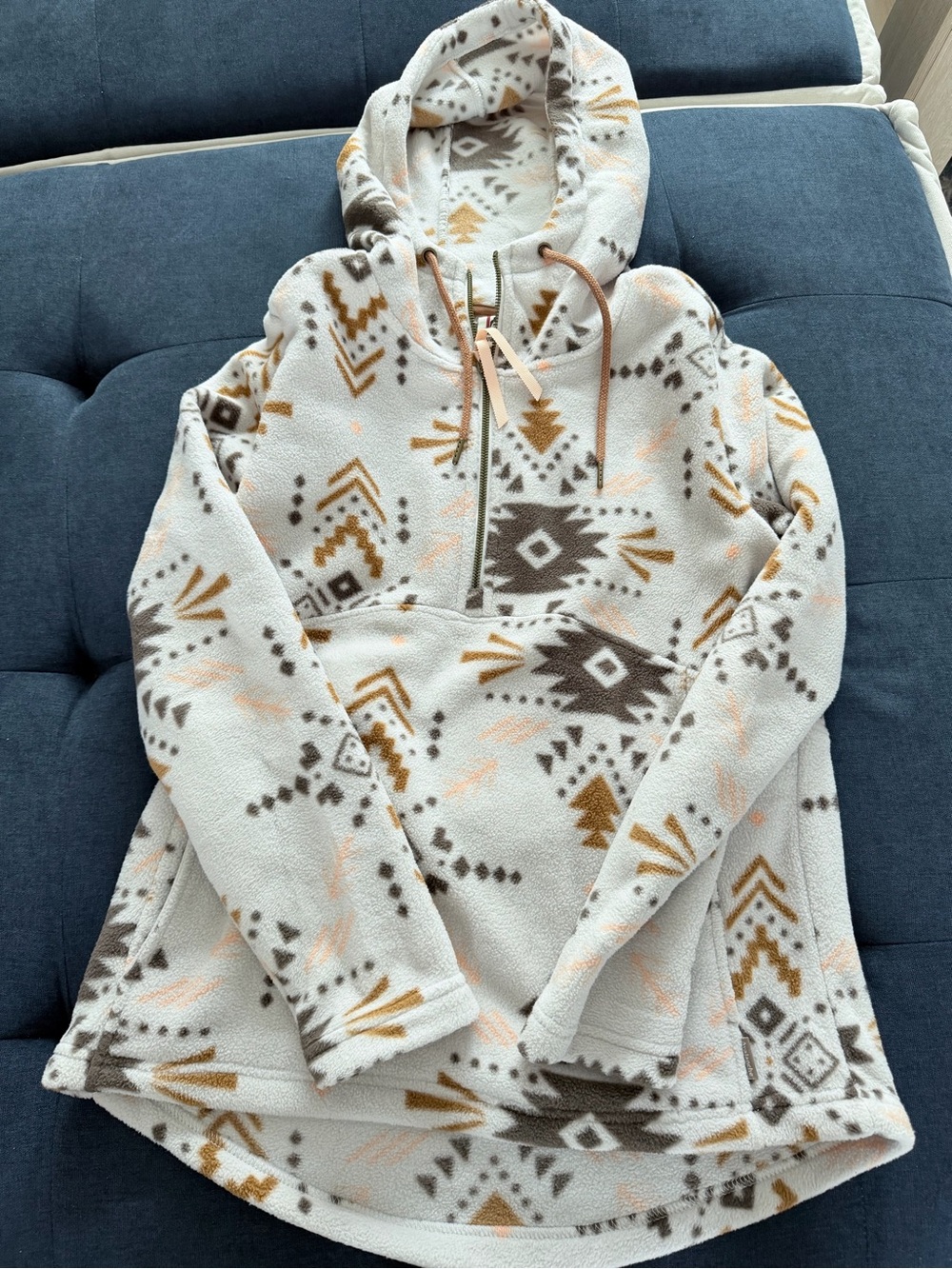 Avalanche Cream Aztec-Print Fleece Hoodie Pullover